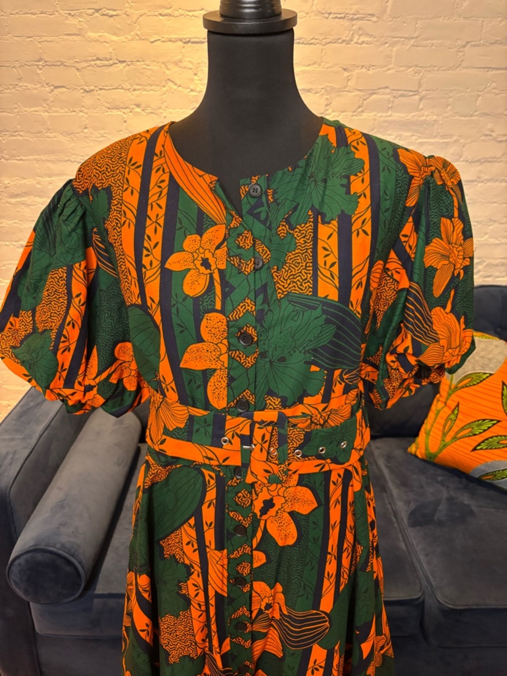 Heritage Clothing “Fatima” African Floral Midi/Maxi Dress with Belt - Picture 4 of 8
